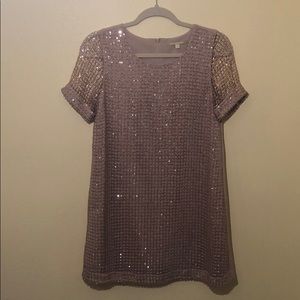 Glitter sequin dress layered champagne
